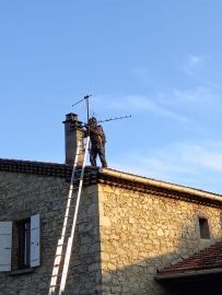 Nid de guêpe dans une cheminée - entreprise de destruction de nids de guepes en drome ardeche